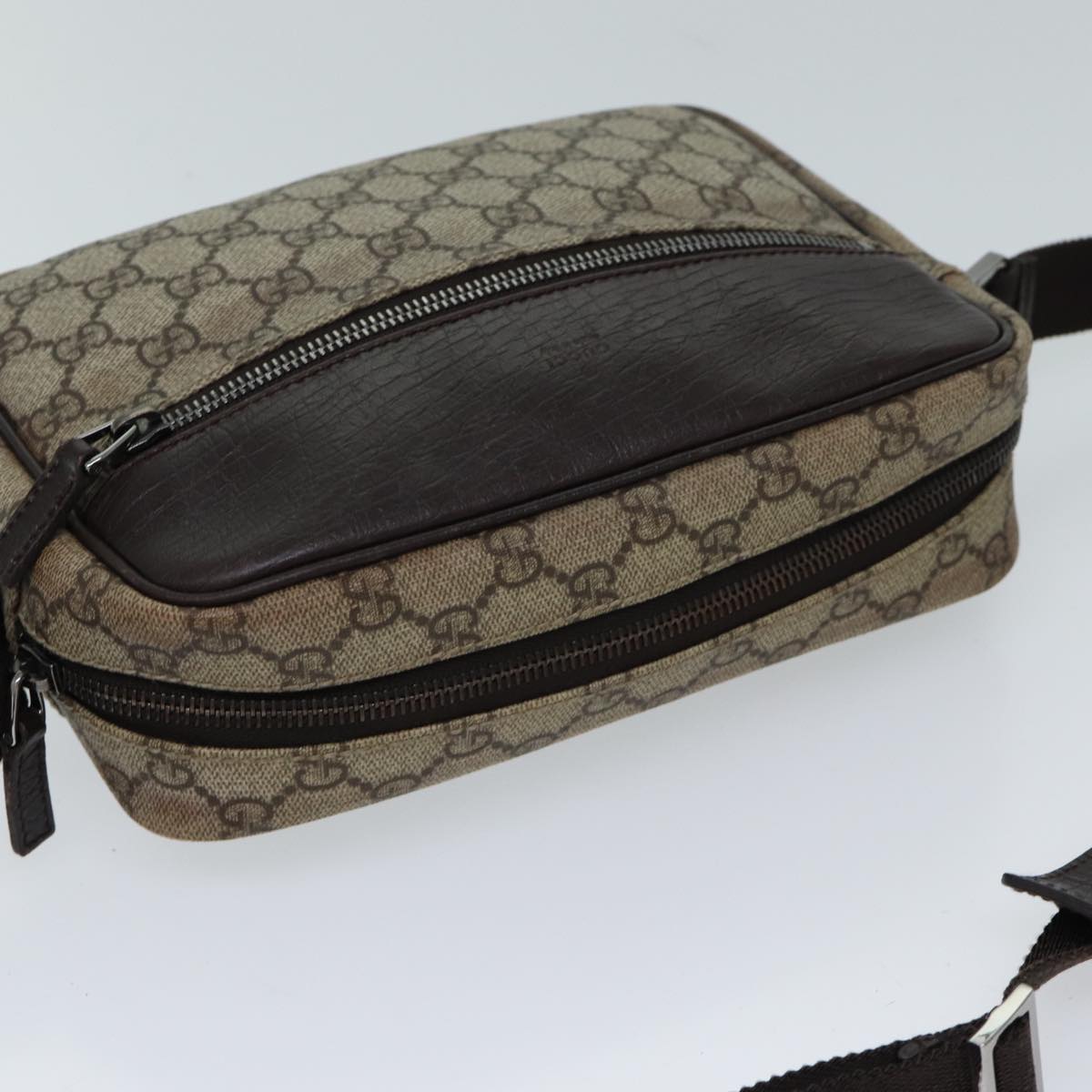 GUCCI GG Supreme Shoulder Bag PVC Beige 114291 Auth ki4360