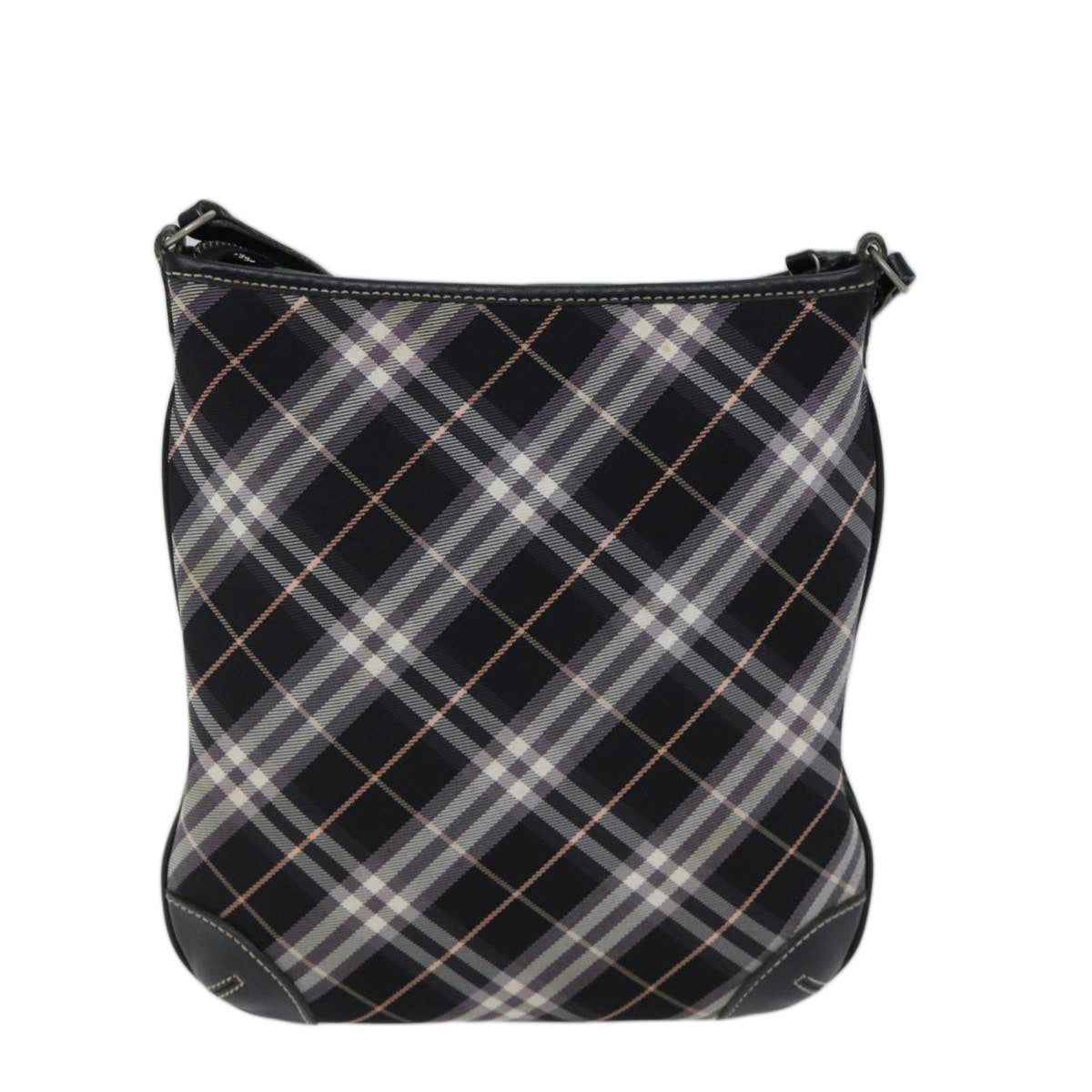 BURBERRY Nova Check Blue Label Shoulder Bag Canvas Black Auth ki4402