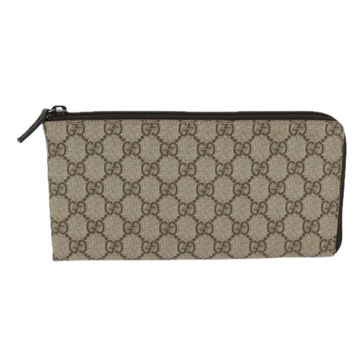 GUCCI GG Supreme Long Wallet PVC Beige 115261 Auth ki4412