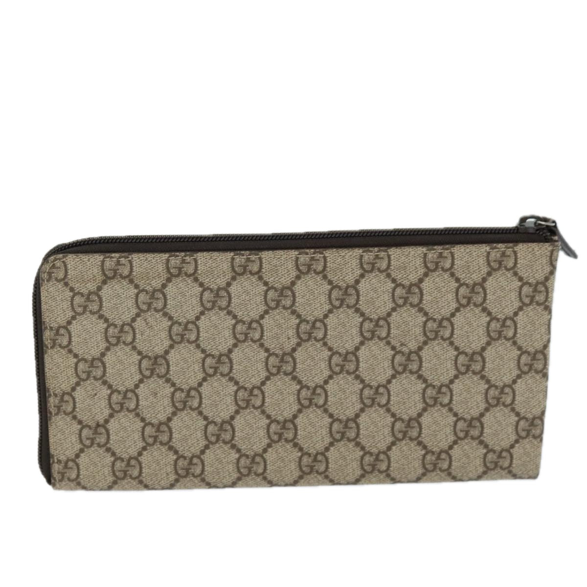 GUCCI GG Supreme Long Wallet PVC Beige 115261 Auth ki4412