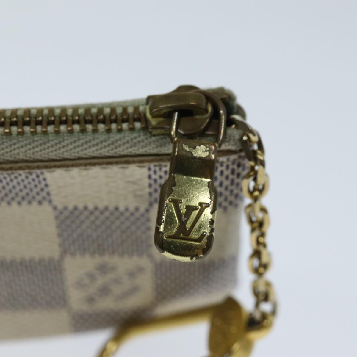 LOUIS VUITTON Damier Azur Pochette Cles Coin Purse N62659 LV Auth ki4433