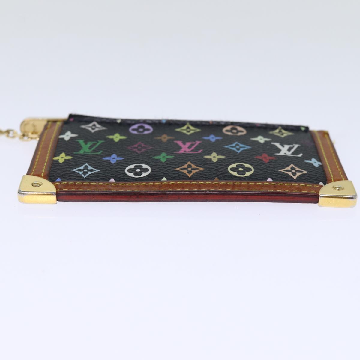 LOUIS VUITTON Monogram Multicolor Pochette Cles Purse Black M92654 Auth ki4471