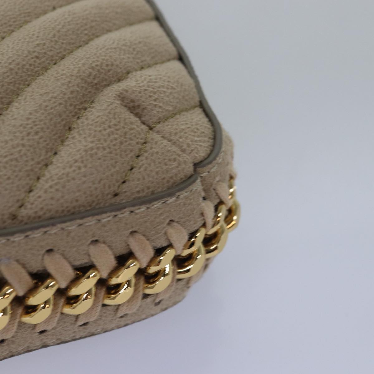 Stella MacCartney Chain Shoulder Bag Suede Beige Auth ki4488