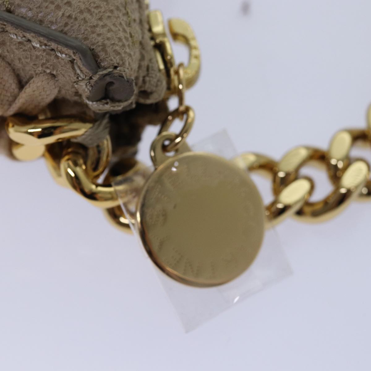 Stella MacCartney Chain Shoulder Bag Suede Beige Auth ki4488