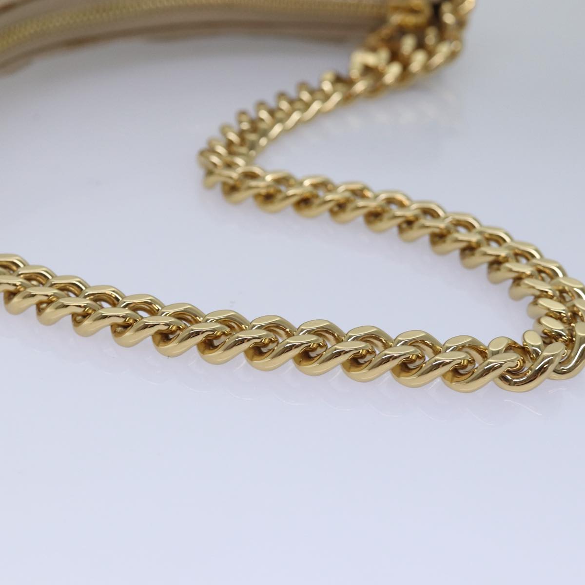 Stella MacCartney Chain Shoulder Bag Suede Beige Auth ki4488