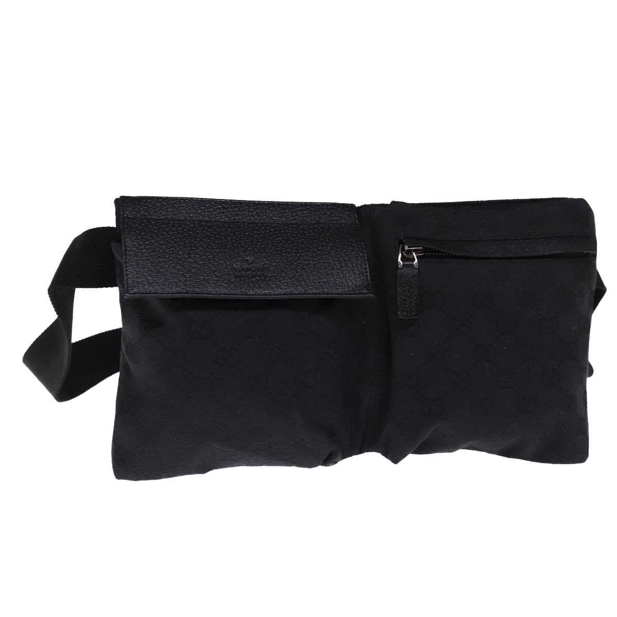 GUCCI GG Canvas Waist bag Black Auth ki4520