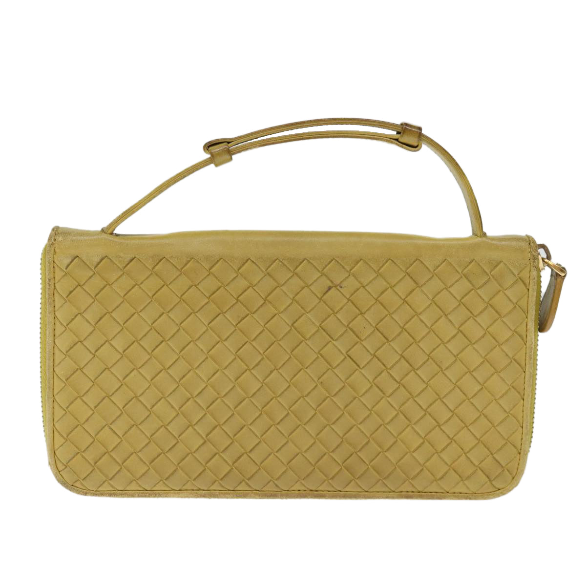 BOTTEGA VENETA INTRECCIATO Organizer Wallet Leather Yellow Auth ki4541