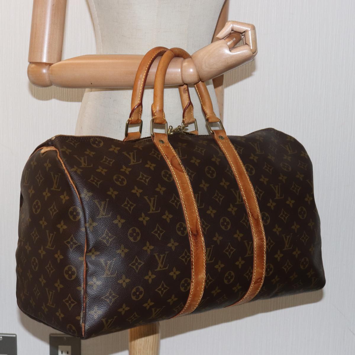 LOUIS VUITTON Monogram Keepall 45 Boston Bag M41428 LV Auth ki4639