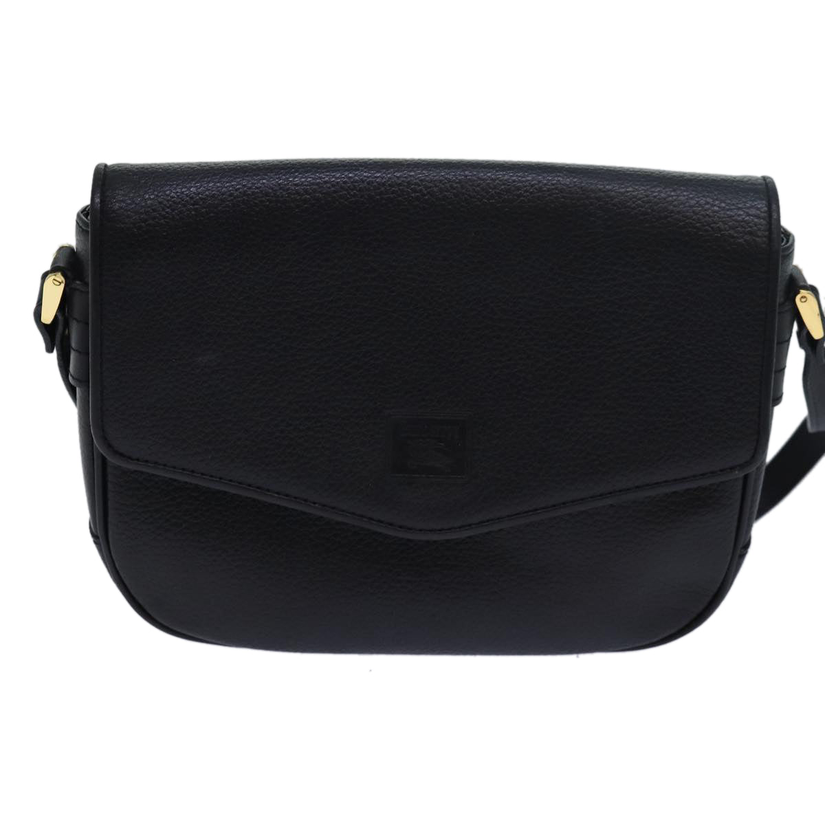 Burberrys Shoulder Bag Leather Black Auth ki4643