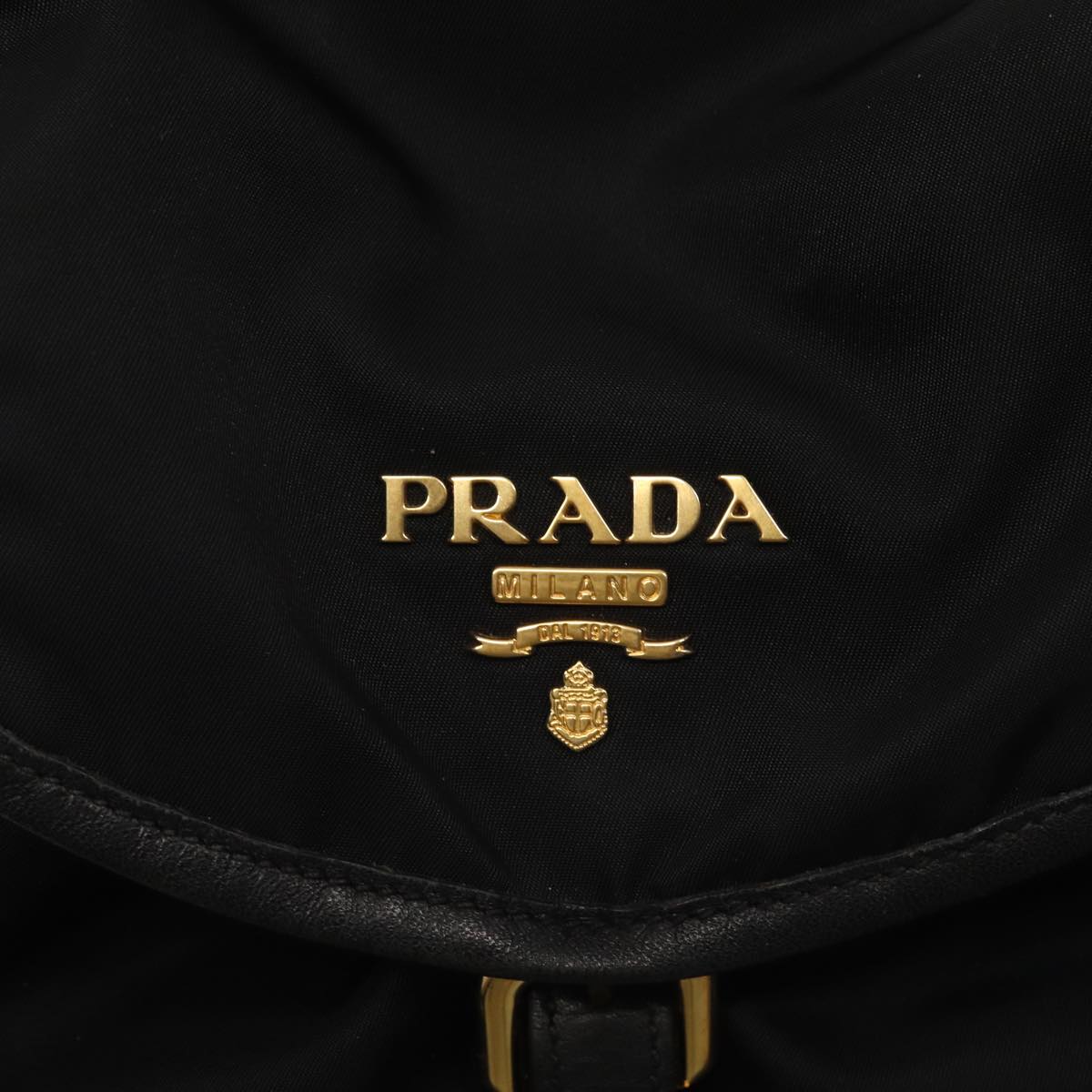 PRADA Backpack Nylon Leather Black Auth ki4650