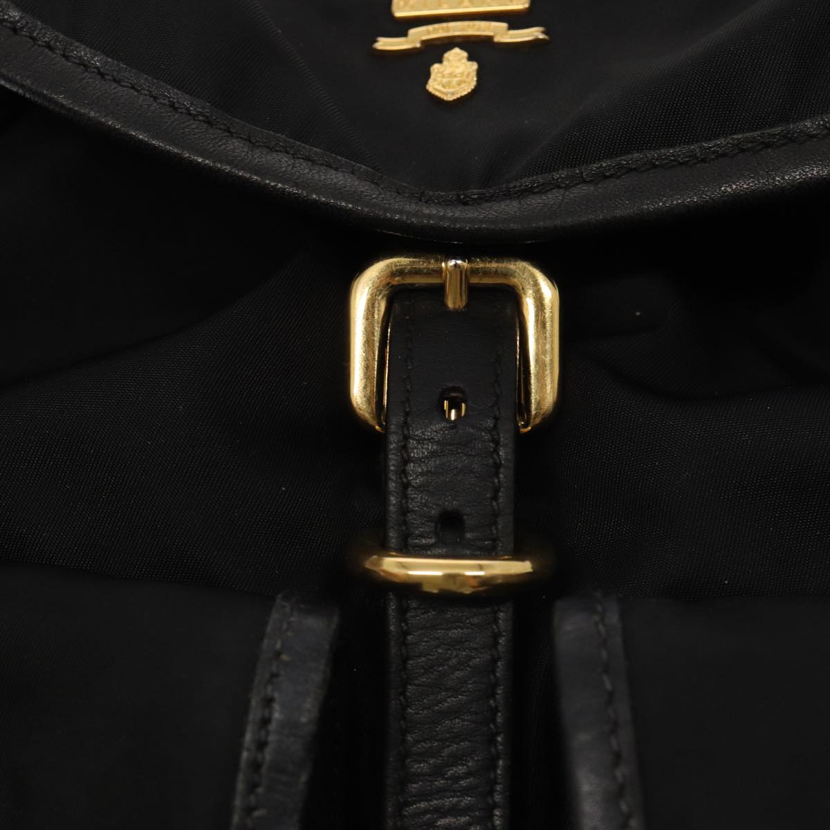 PRADA Backpack Nylon Leather Black Auth ki4650