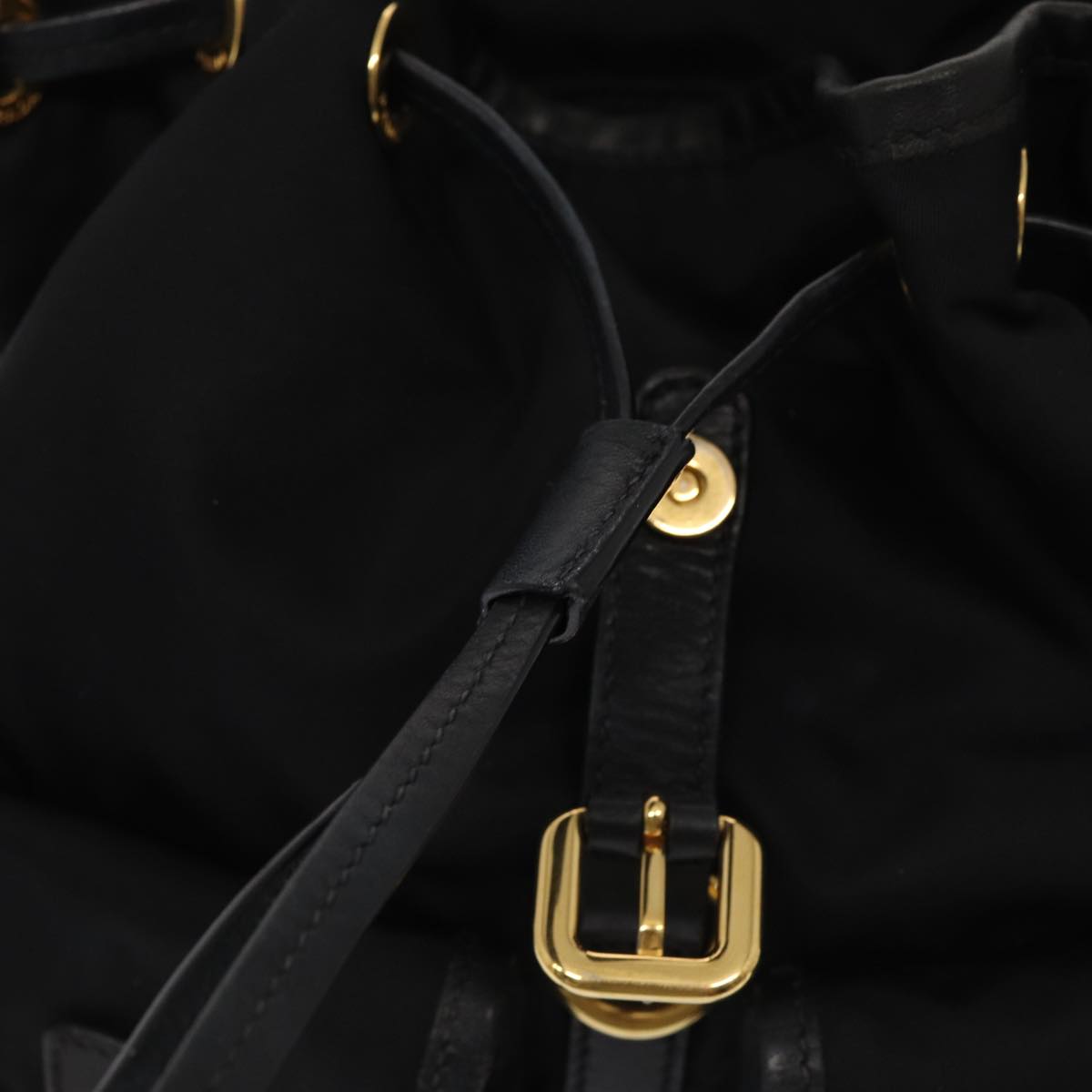 PRADA Backpack Nylon Leather Black Auth ki4650