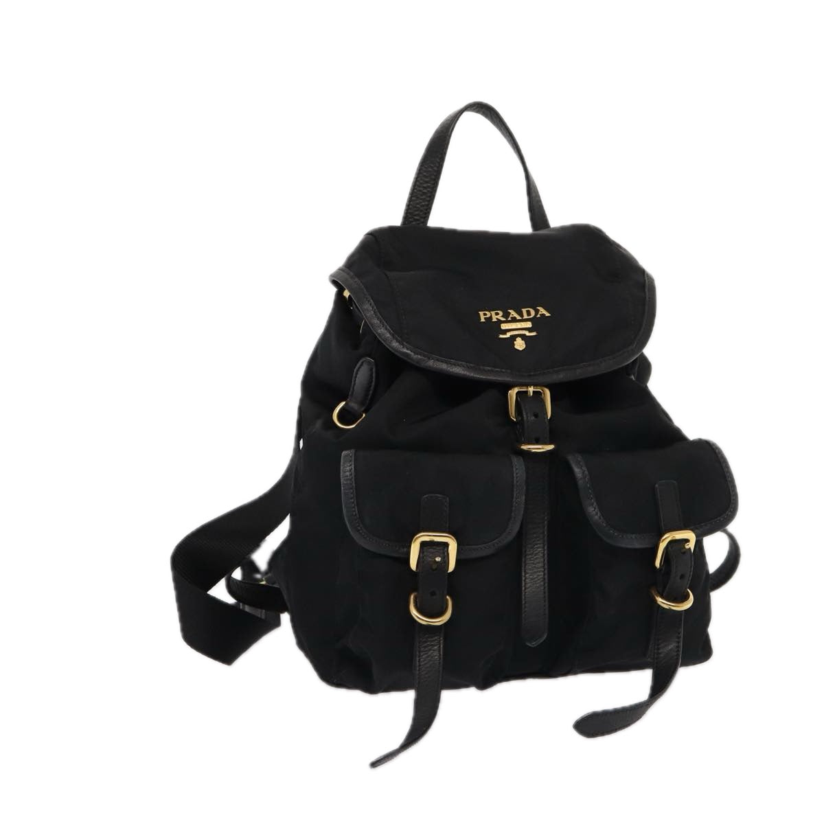 PRADA Backpack Nylon Leather Black Auth ki4650