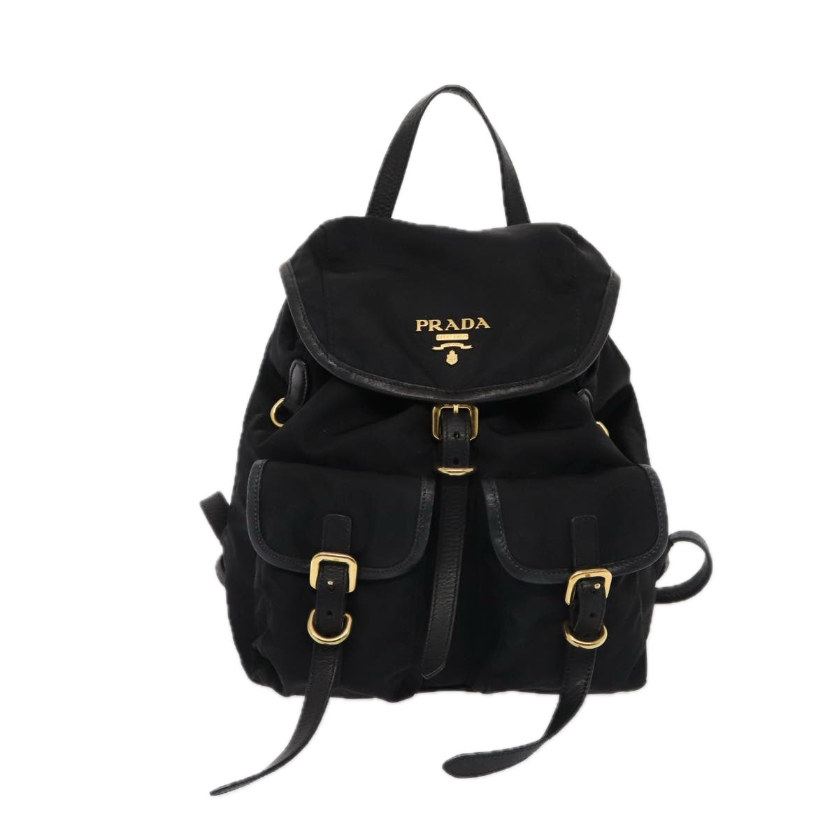 PRADA Backpack Nylon Leather Black Auth ki4650