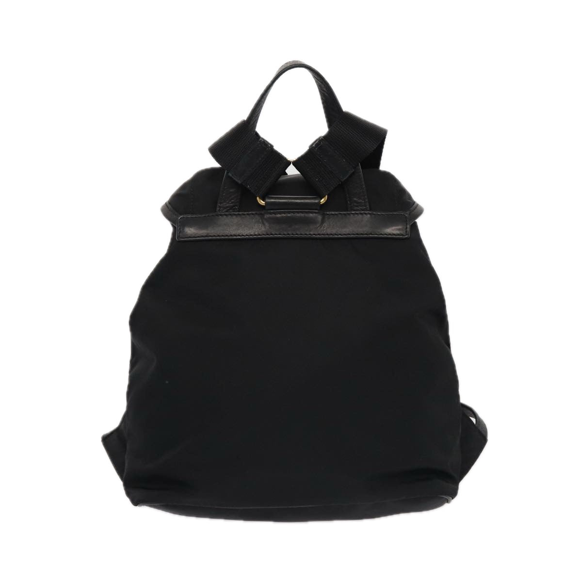 PRADA Backpack Nylon Leather Black Auth ki4650