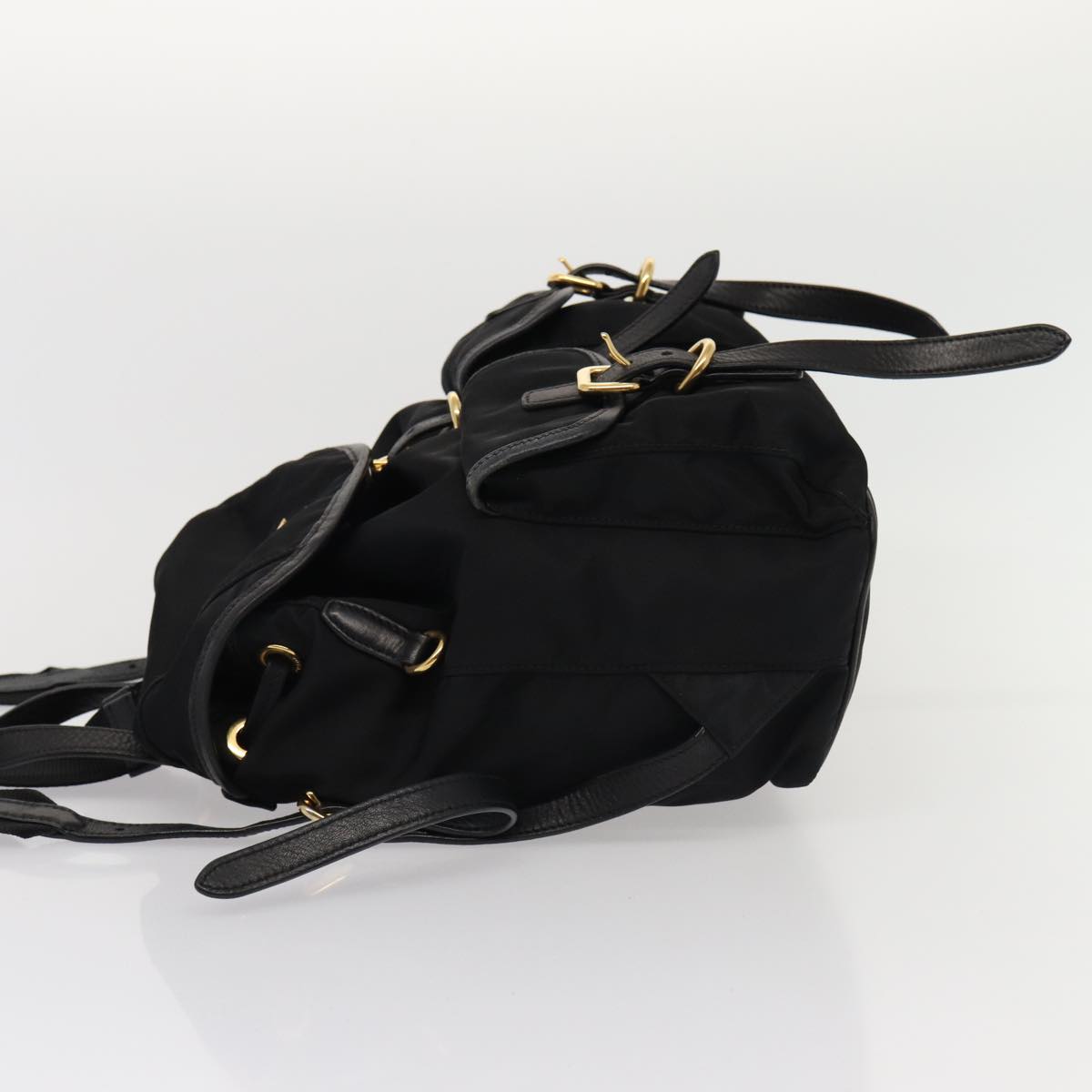 PRADA Backpack Nylon Leather Black Auth ki4650