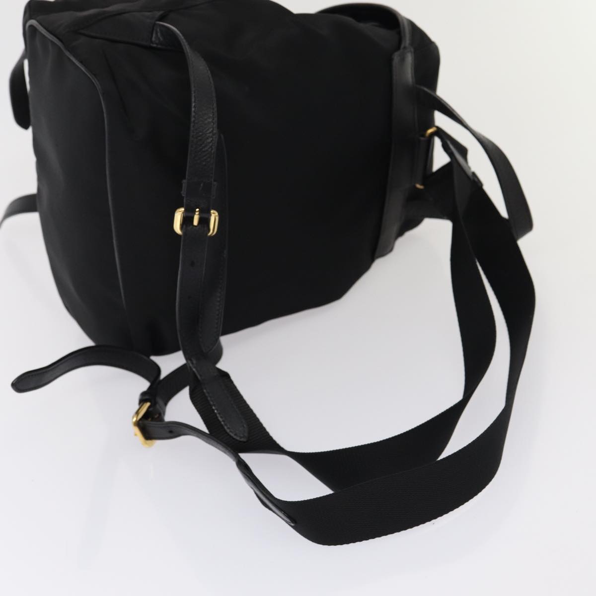 PRADA Backpack Nylon Leather Black Auth ki4650