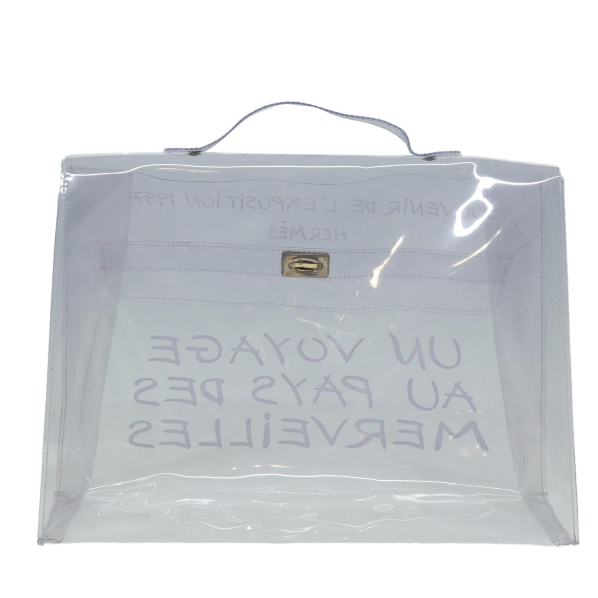 HERMES Vinyl Kelly Hand Bag Vinyl Clear Auth ki4669