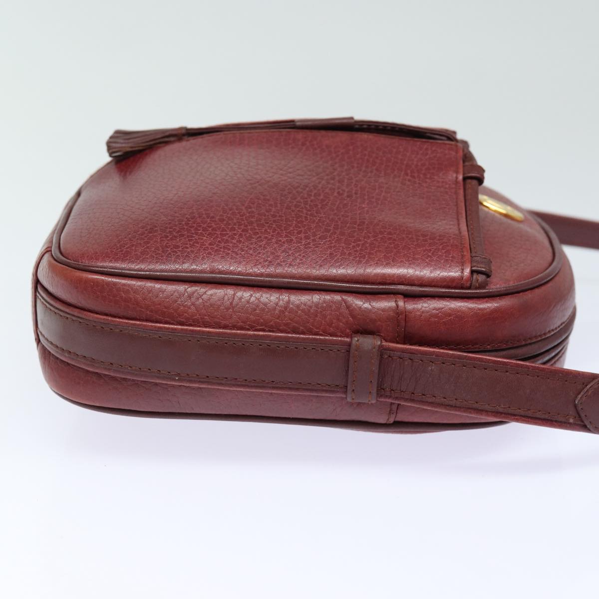 CARTIER Must Line Shoulder Bag Leather Bordeaux Auth ki4680