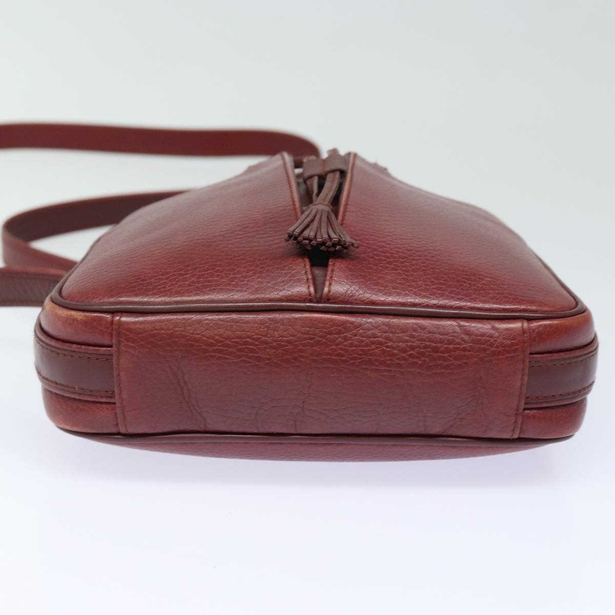 CARTIER Must Line Shoulder Bag Leather Bordeaux Auth ki4680