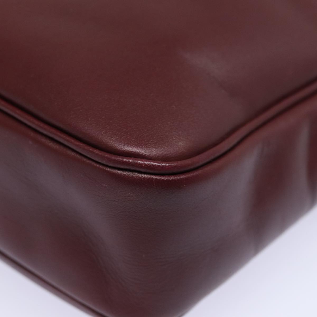 CARTIER Must Line Hand Bag Leather Bordeaux Auth ki4682