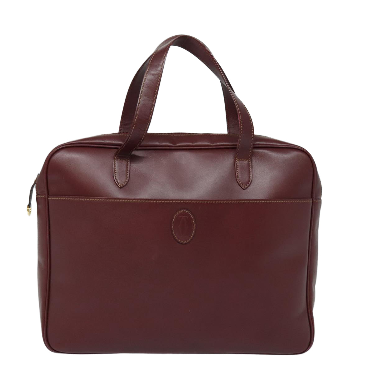 CARTIER Must Line Hand Bag Leather Bordeaux Auth ki4682