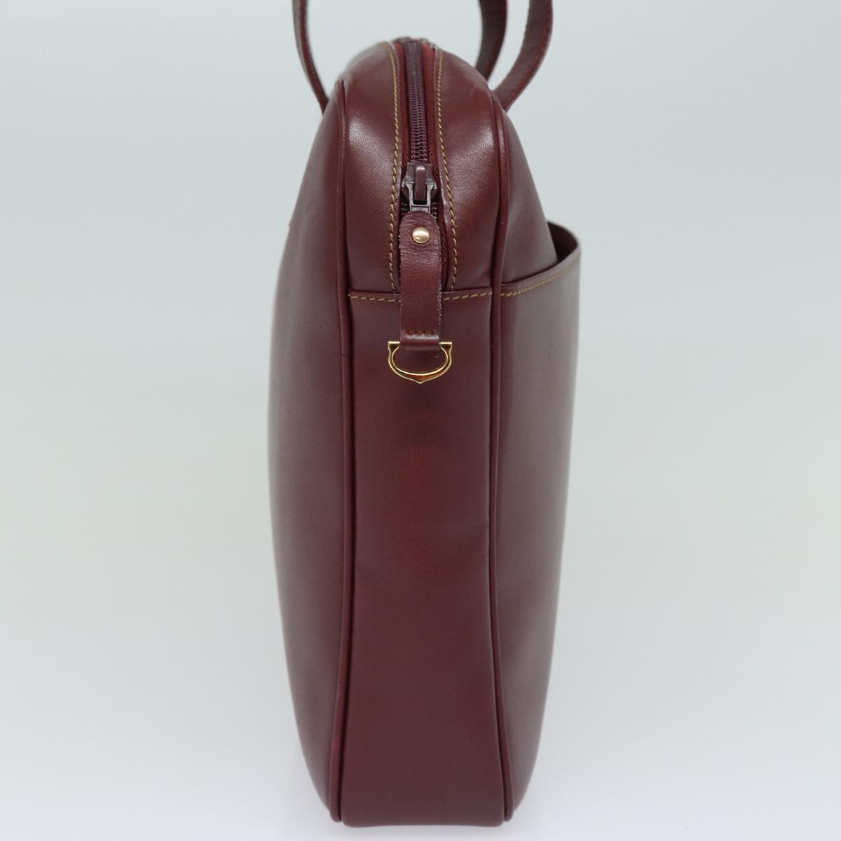 CARTIER Must Line Hand Bag Leather Bordeaux Auth ki4682