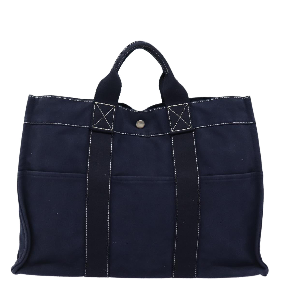 HERMES Fourre Tout MM Hand Bag Canvas Navy Auth ki4693