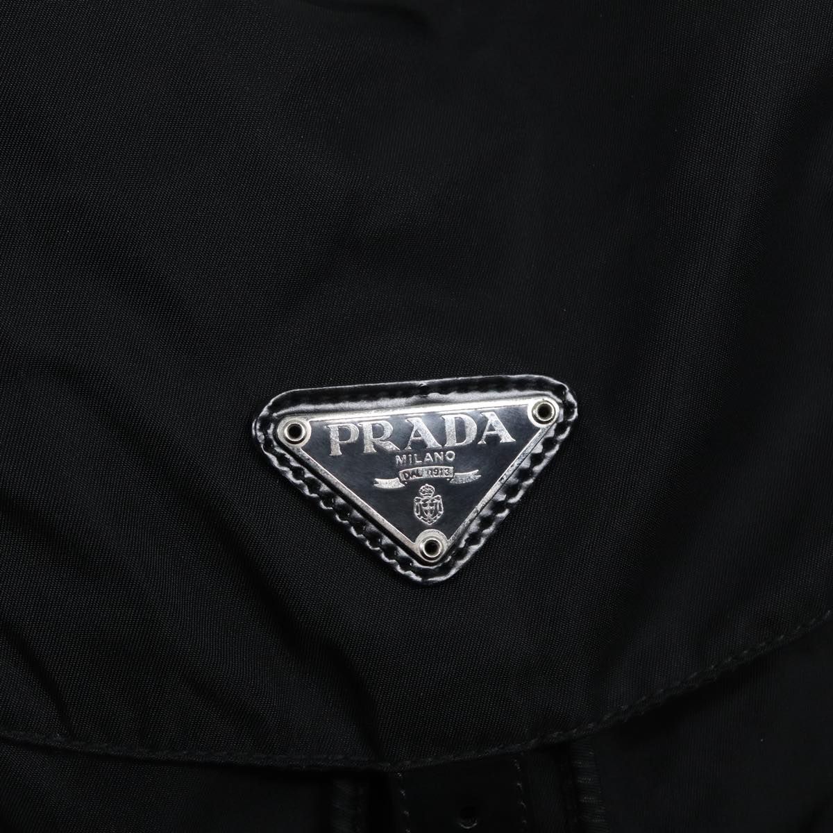 PRADA Backpack Nylon Black Silver Auth ki4696