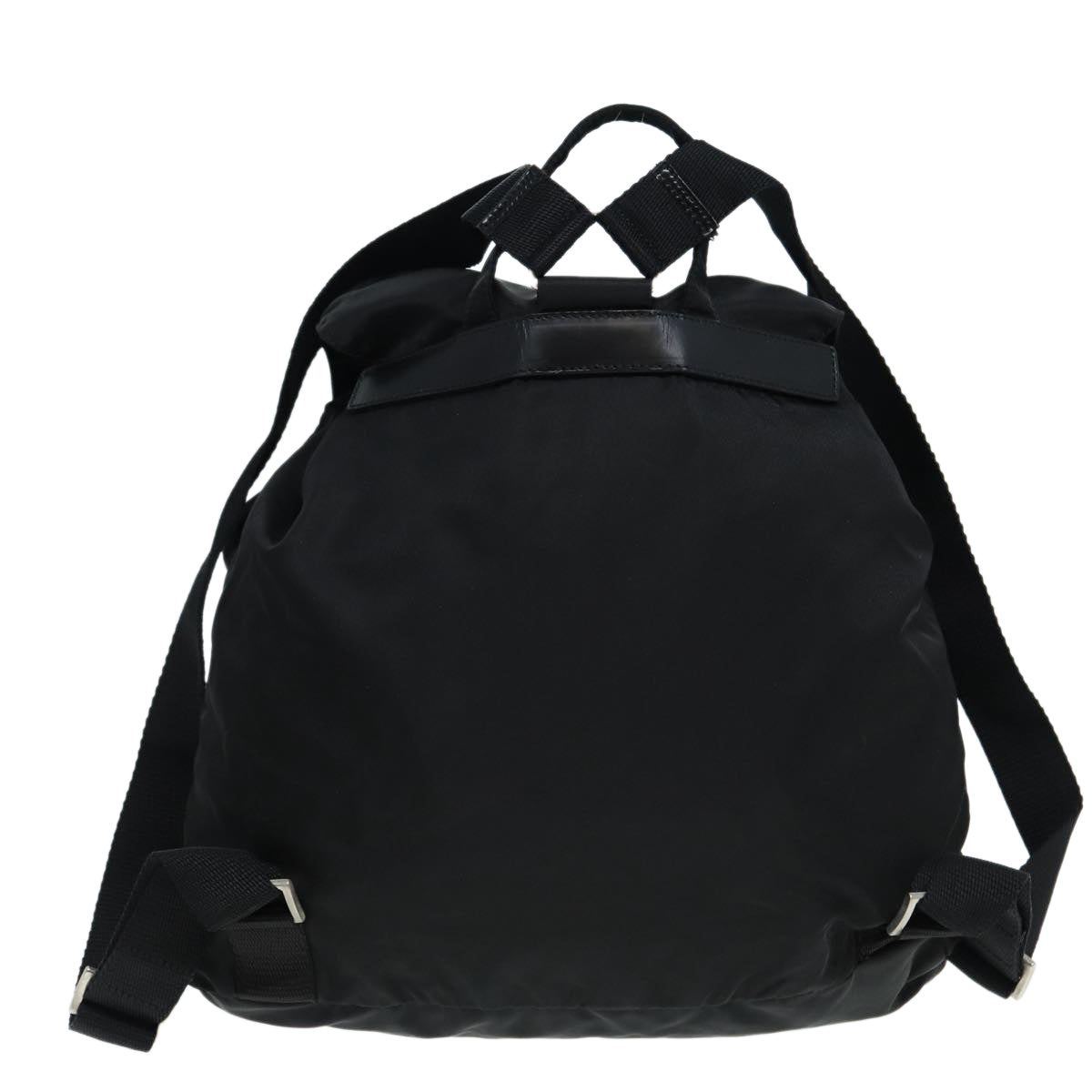 PRADA Backpack Nylon Black Silver Auth ki4696