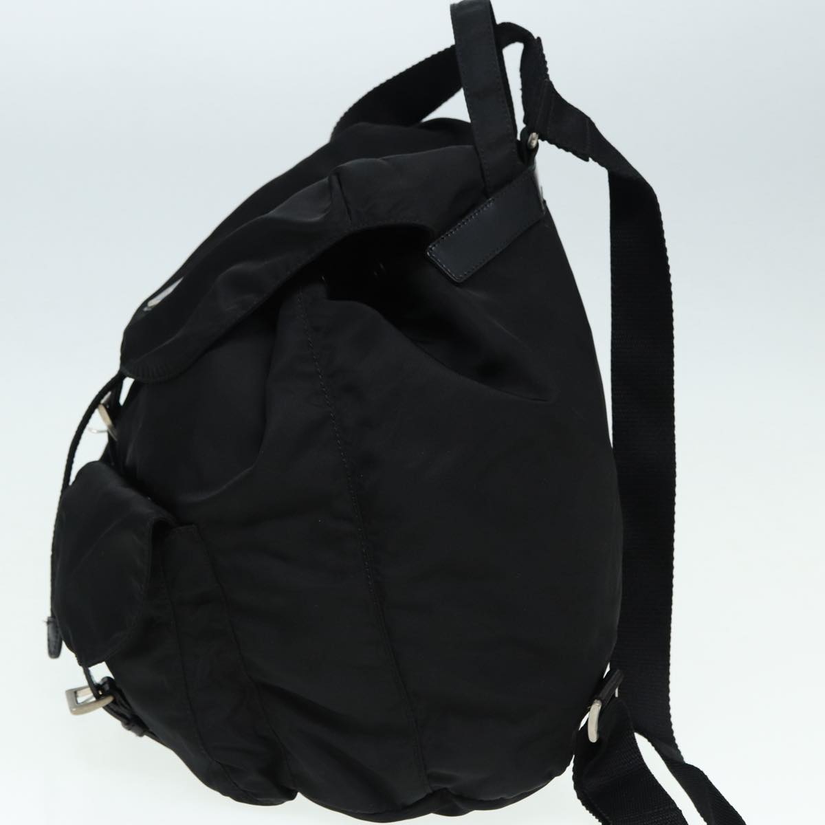 PRADA Backpack Nylon Black Silver Auth ki4696