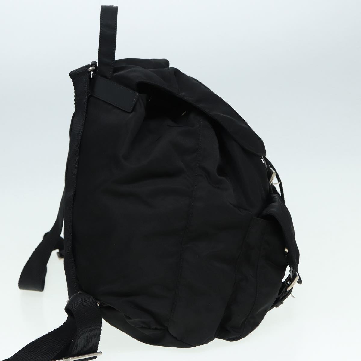 PRADA Backpack Nylon Black Silver Auth ki4696