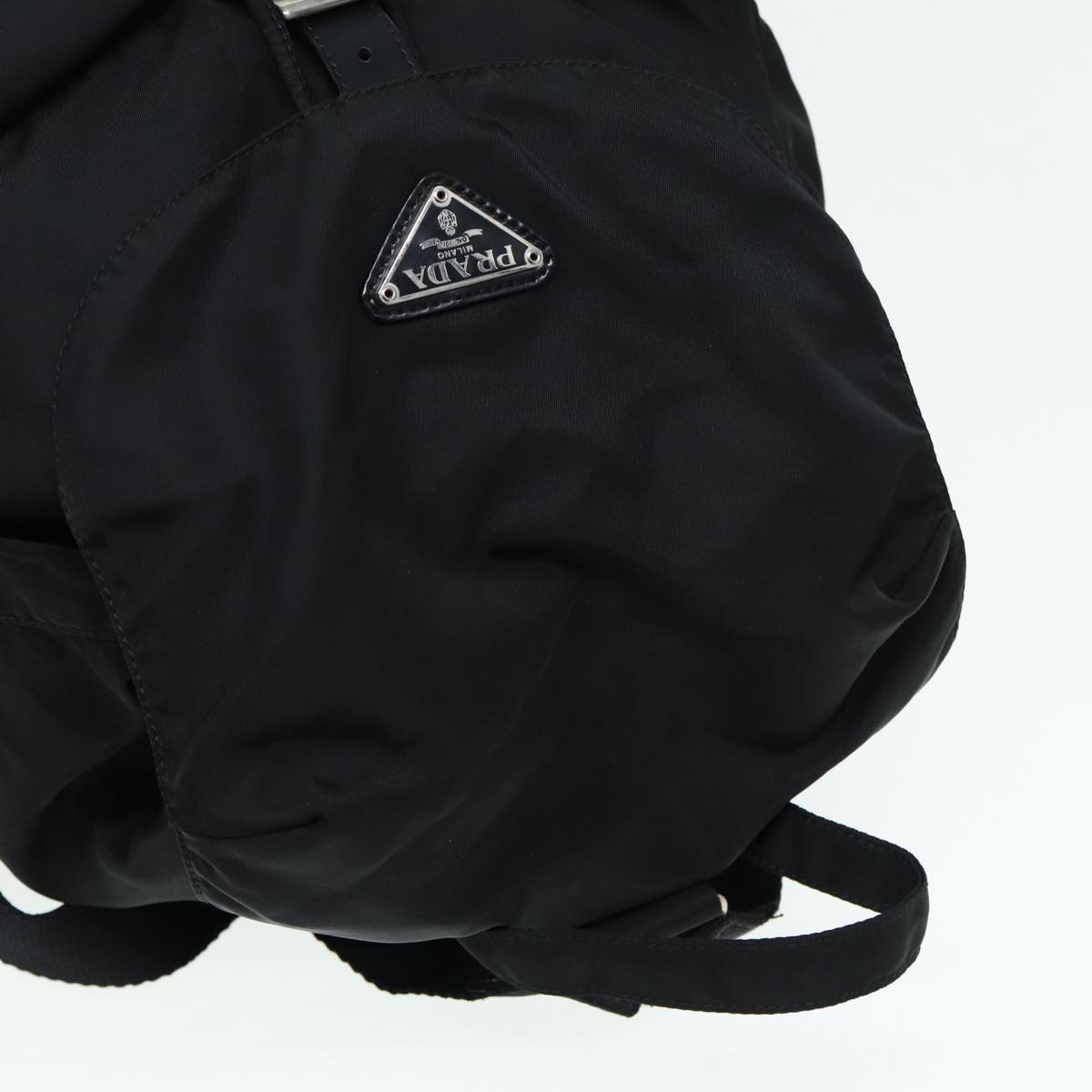 PRADA Backpack Nylon Black Silver Auth ki4696