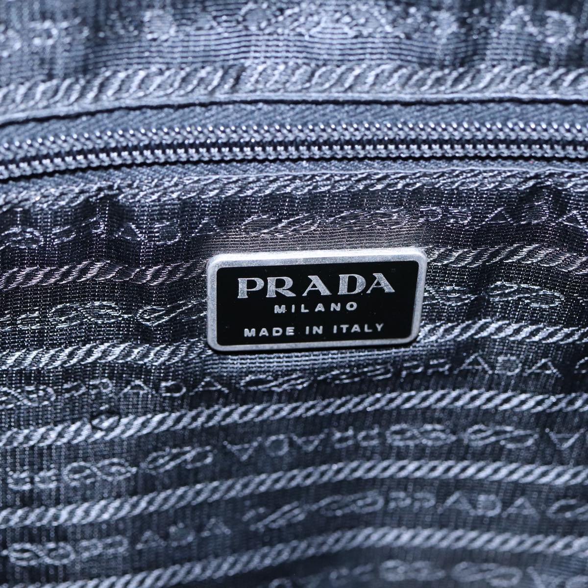 PRADA Backpack Nylon Black Silver Auth ki4718