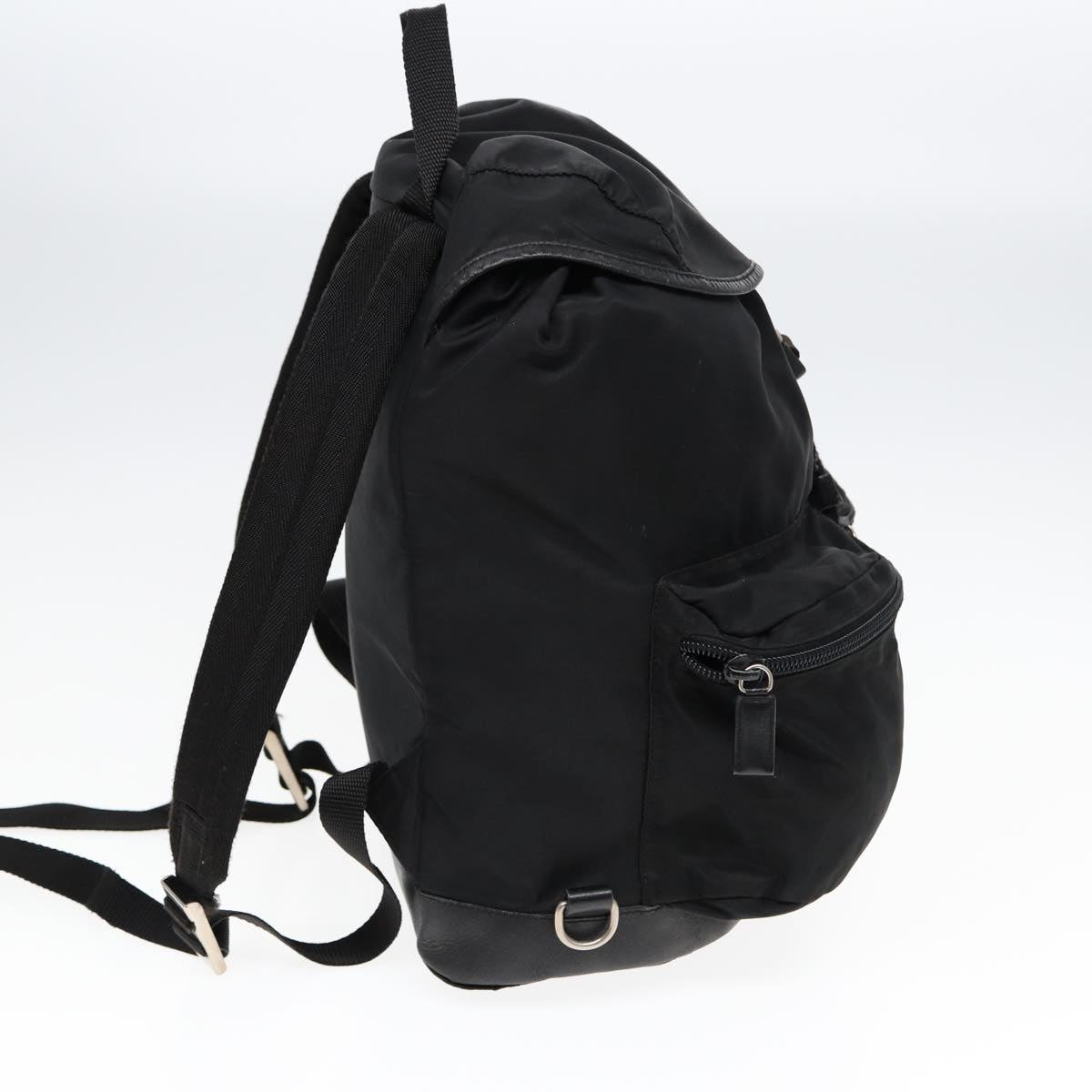 PRADA Backpack Nylon Black Silver Auth ki4718