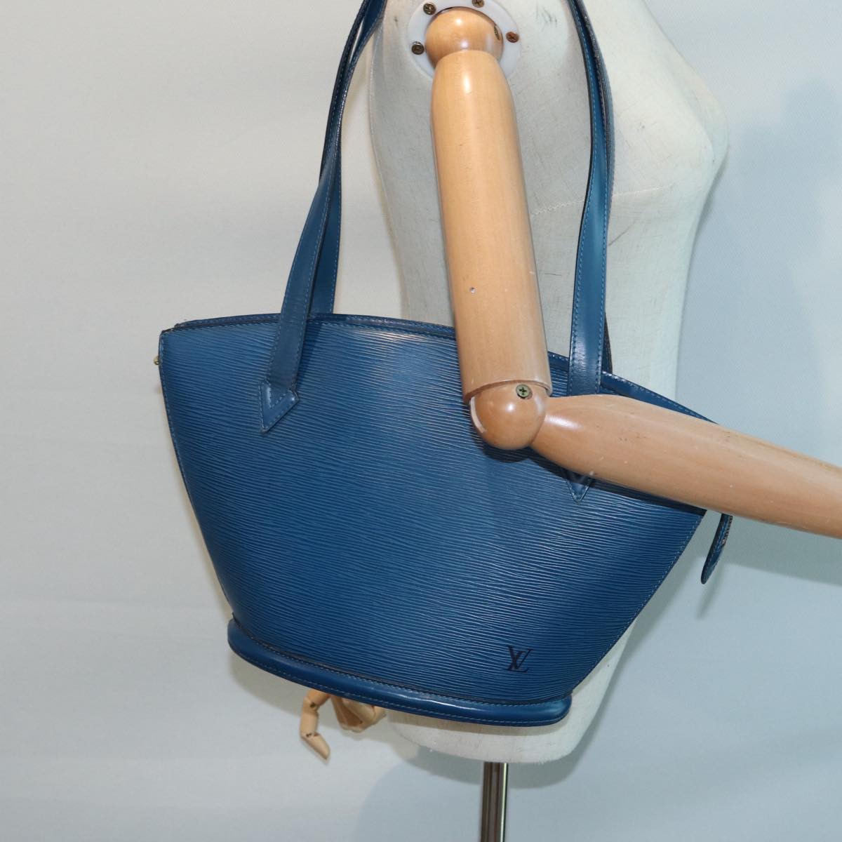 LOUIS VUITTON Epi Saint Jacques Poignees Long Hand Bag Blue M52265 Auth ki4730