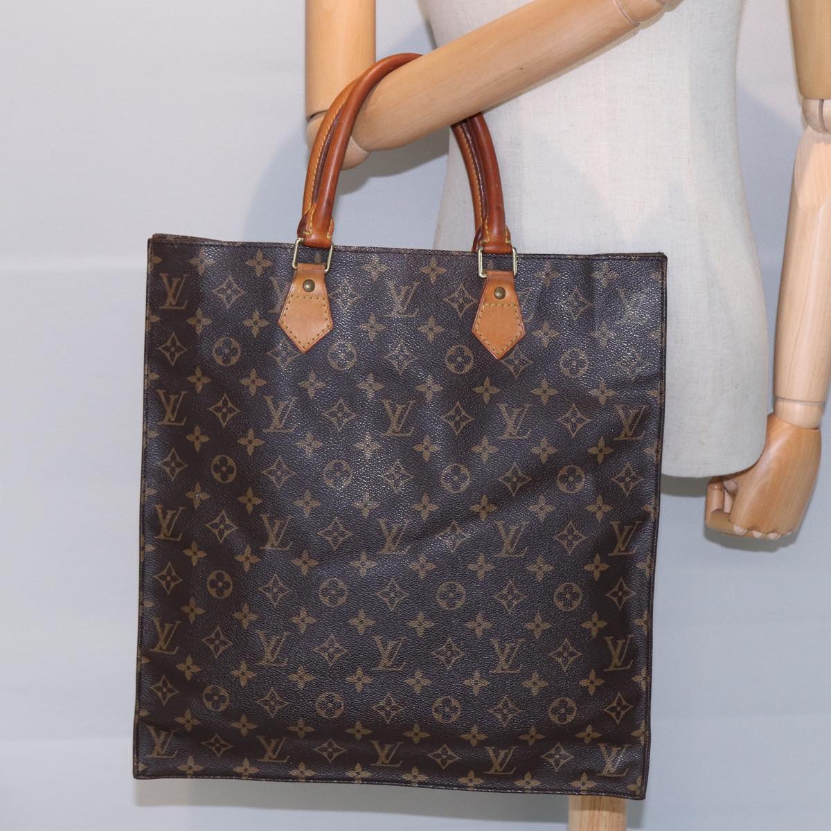 LOUIS VUITTON Monogram Sac Plat Hand Bag M51140 LV Auth ki4734