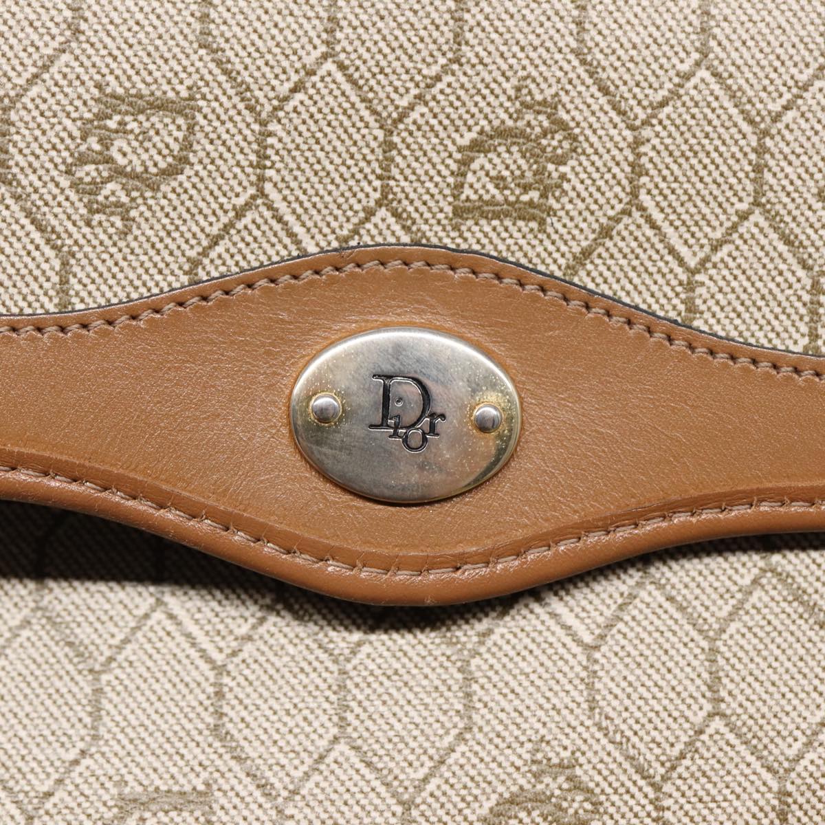 Christian Dior Honeycomb Canvas Hand Bag PVC Leather Beige Gold Auth ki4742