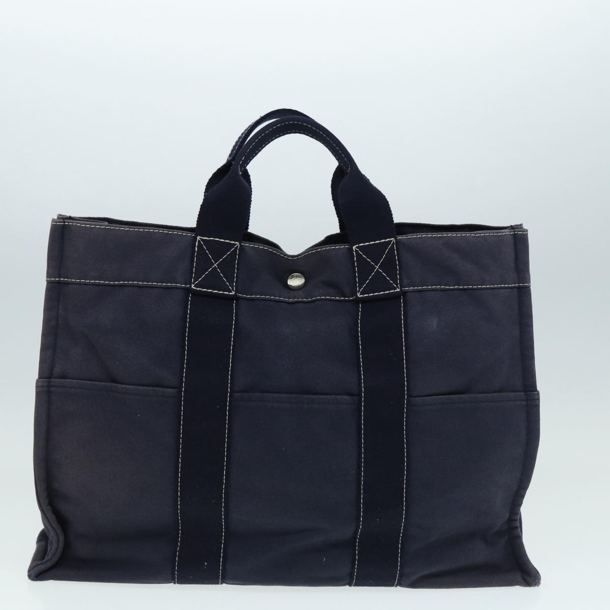 HERMES Hand Bag Canvas 5Set Black Gray Navy Auth ki4761