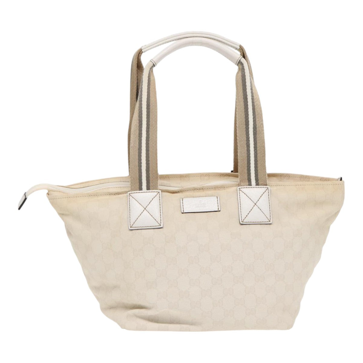 GUCCI GG Supreme Tote Bag White Beige gold 131230 Auth ki4782