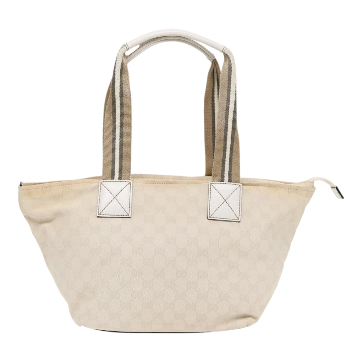 GUCCI GG Supreme Tote Bag White Beige gold 131230 Auth ki4782