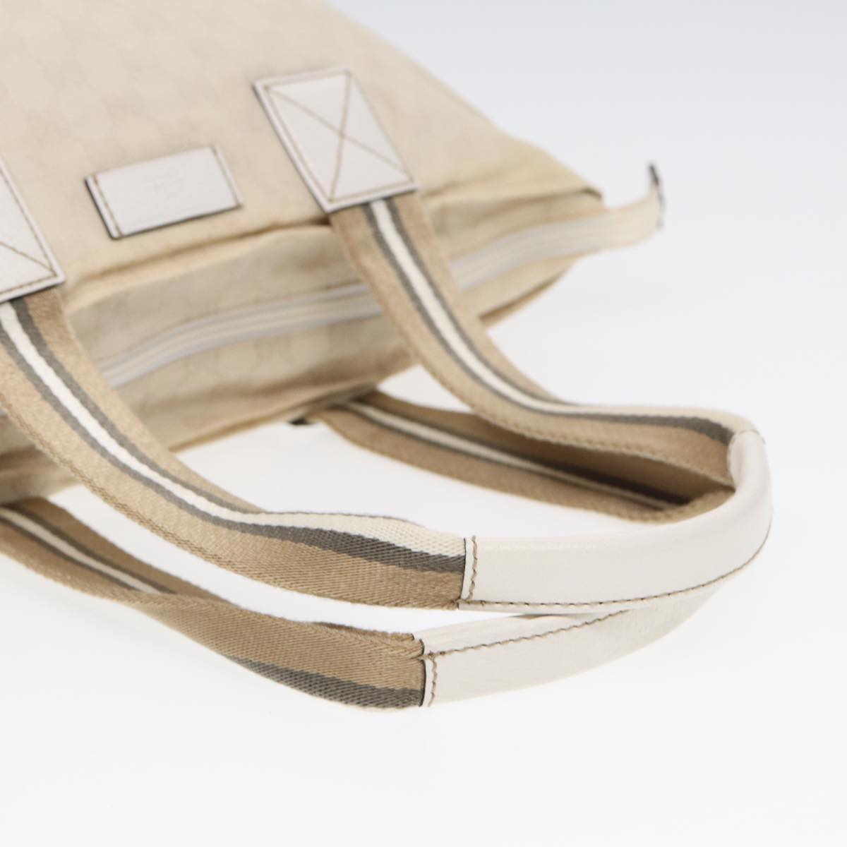 GUCCI GG Supreme Tote Bag White Beige gold 131230 Auth ki4782