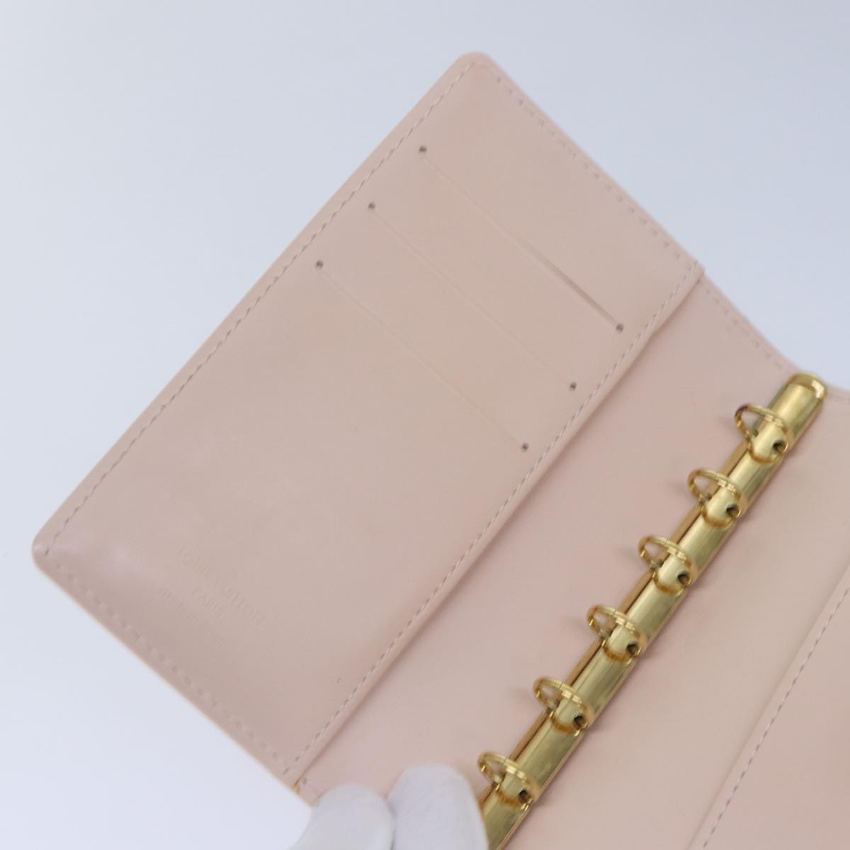 LOUIS VUITTON Vernis Agenda PM Day Planner Cover Pink R21007 LV Auth ki4862