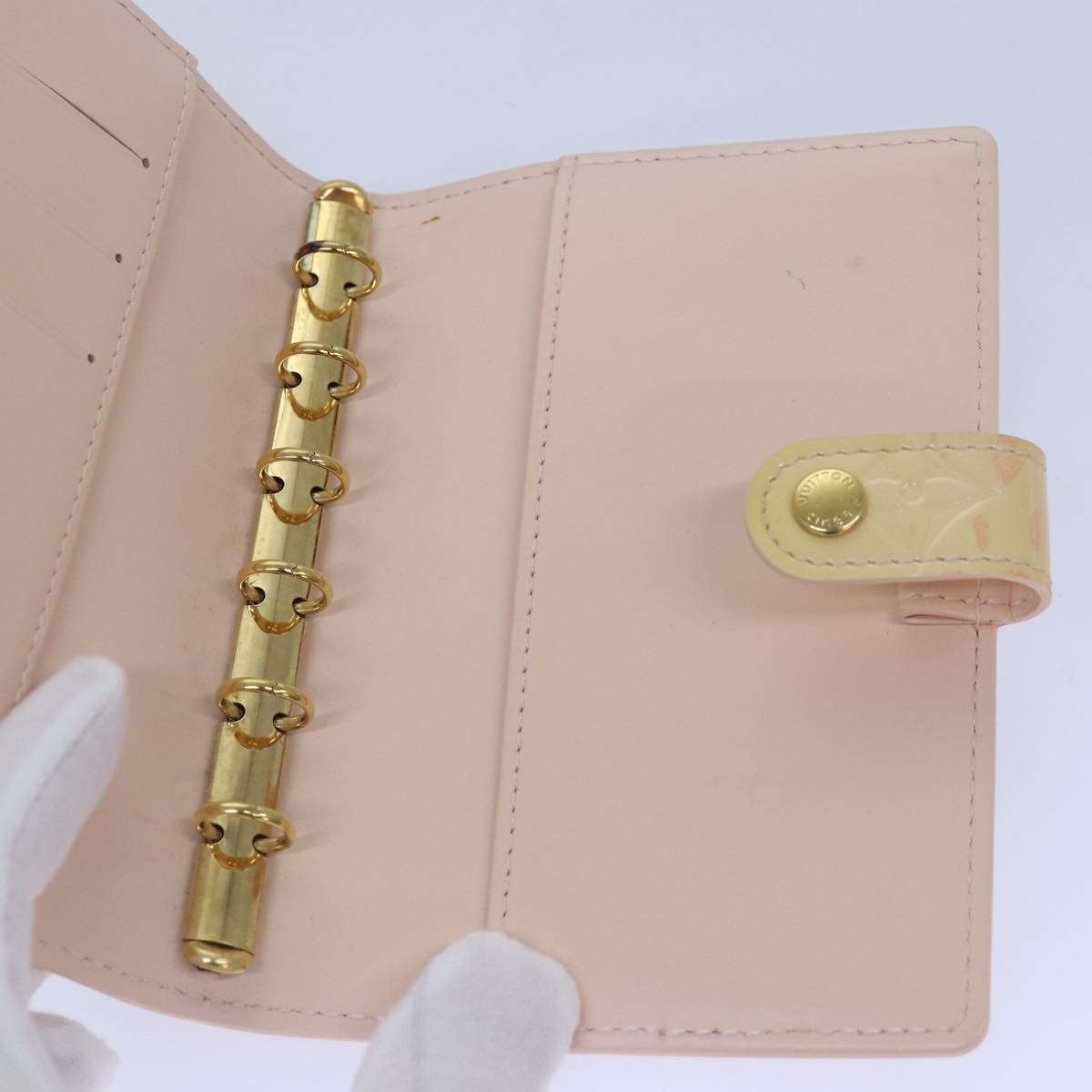 LOUIS VUITTON Vernis Agenda PM Day Planner Cover Pink R21007 LV Auth ki4862