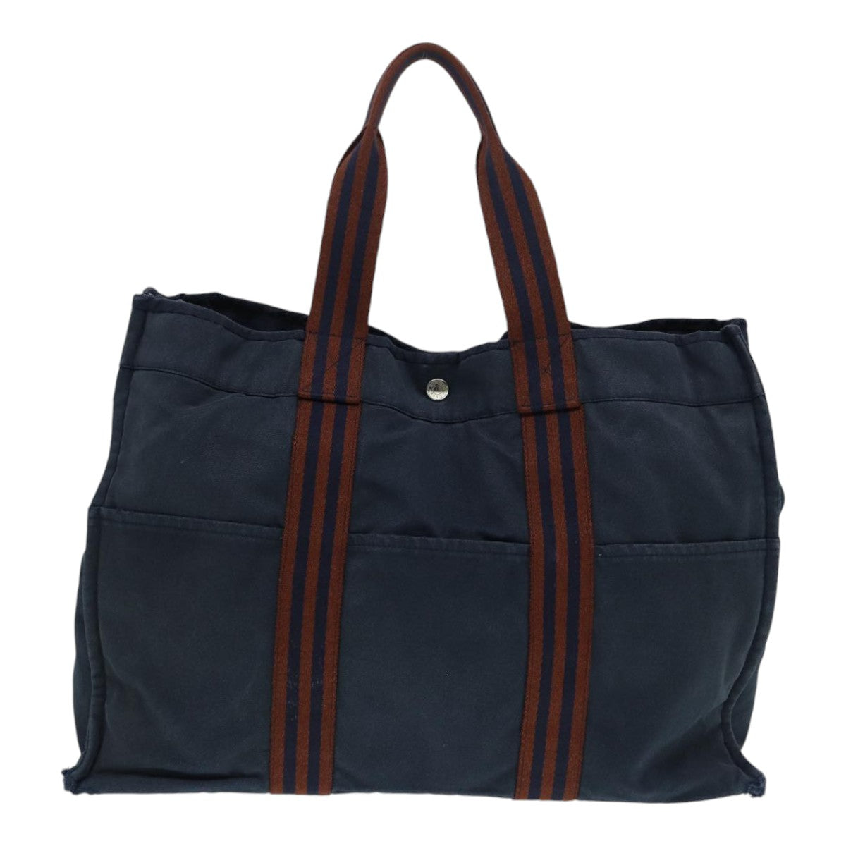 HERMES Fourre Tout Tote Bag Canvas 5Set Brown Navy black Auth ki4886