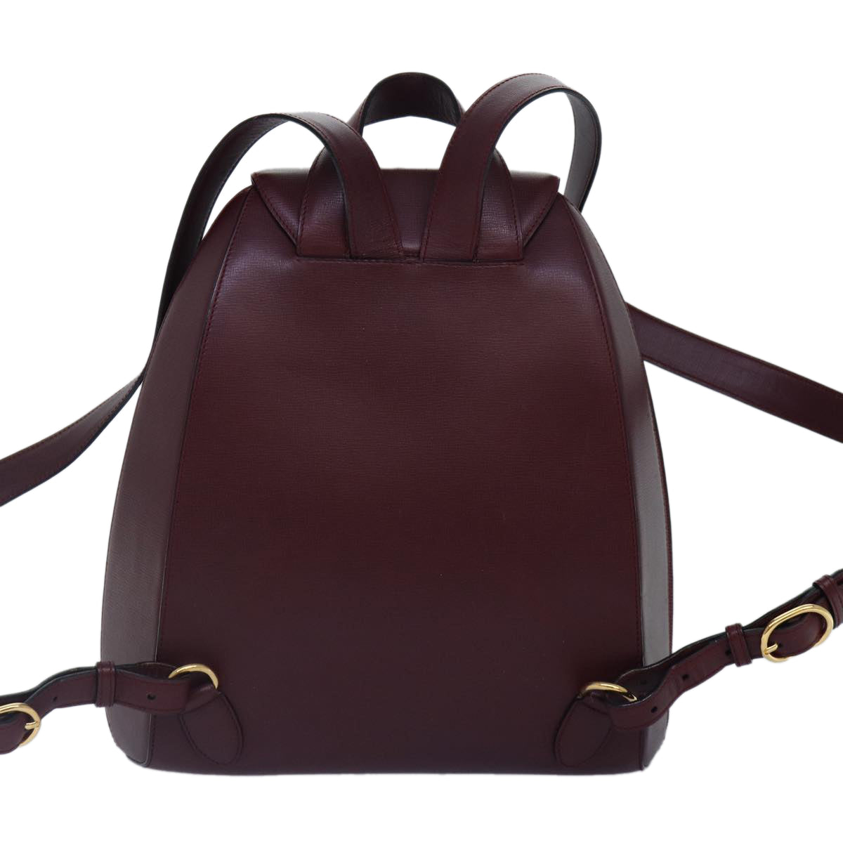 CARTIER Backpack Leather Bordeaux Gold Auth ki4887