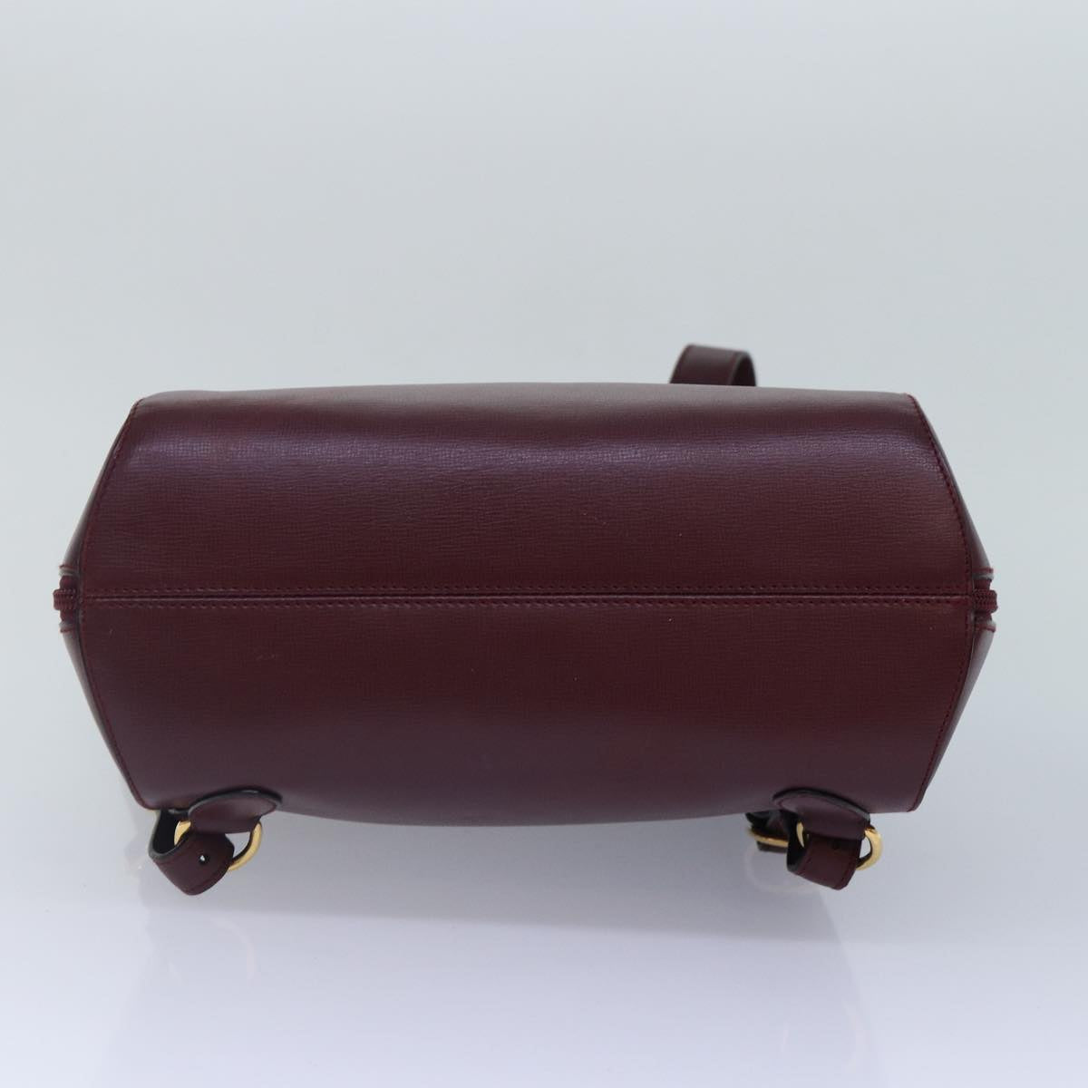 CARTIER Backpack Leather Bordeaux Gold Auth ki4887