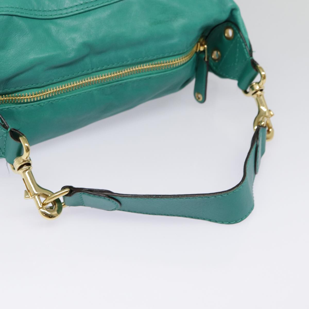 GUCCI Backpack Leather Green Gold Auth ki4889