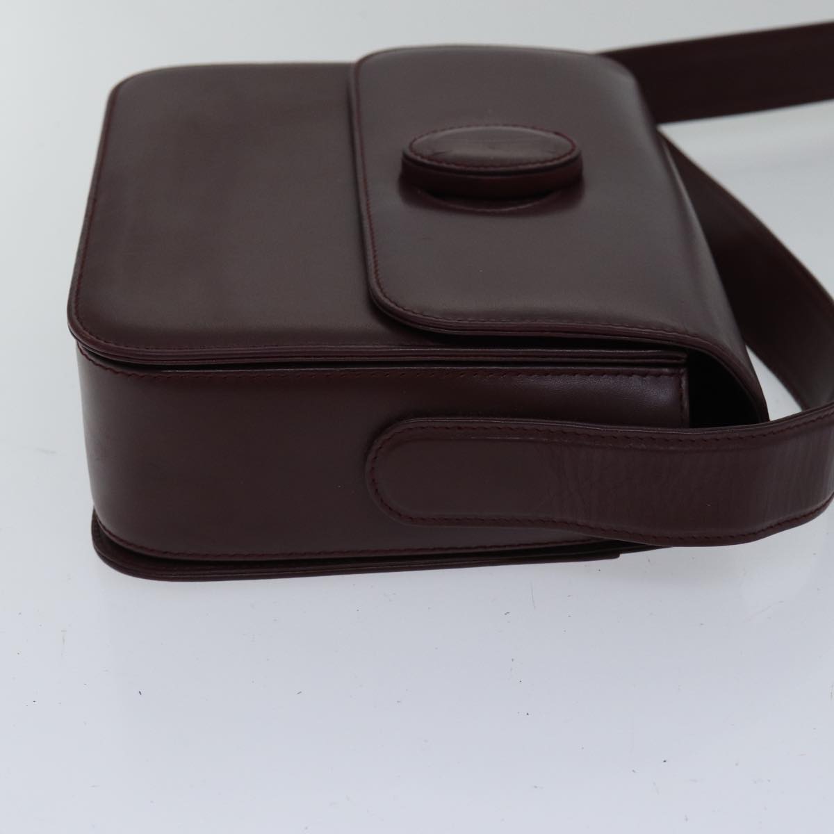 CARTIER Shoulder Bag Leather Bordeaux Auth ki4905