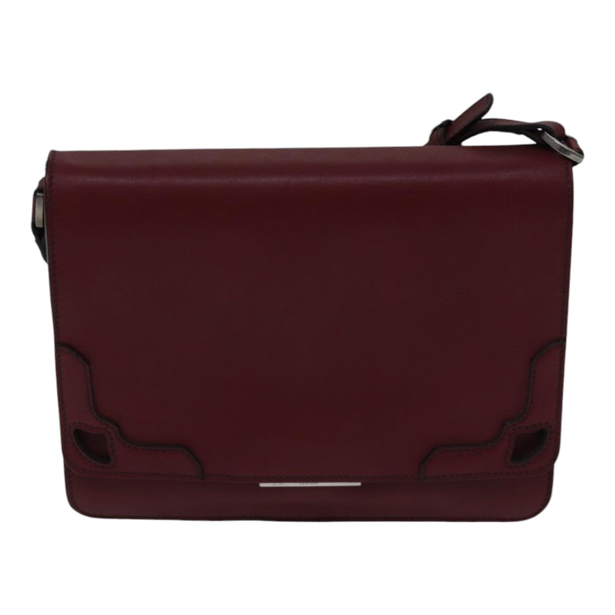 CARTIER Shoulder Bag Leather Bordeaux Auth ki4906